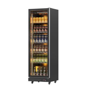 Malphi Drinks Fridge 2-8°C, Simple Glass Car Door, Tall Beer Fridge, Freestanding, Upright Glass Door Beverage Refrigerator, with Casters Commercial Fridge for Sale, Black (62 x...
