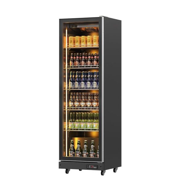 Malphi Drinks Fridge 2-8°C, Simple Glass Car Door, Tall Beer Fridge, Freestanding, Upright Glass Door Beverage Refrigerator, with Casters Commercial Fridge for Sale, Black (62 x...
