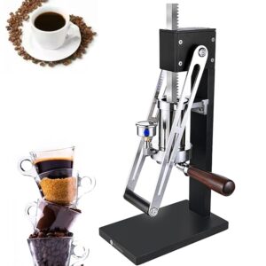 Manual Direct Pressure Coffee Machine, Portable Stainless Steel Espresso Machine Set with Preheating Function, High Pressure Penetration, with Pressure Gauge, for Travel,...