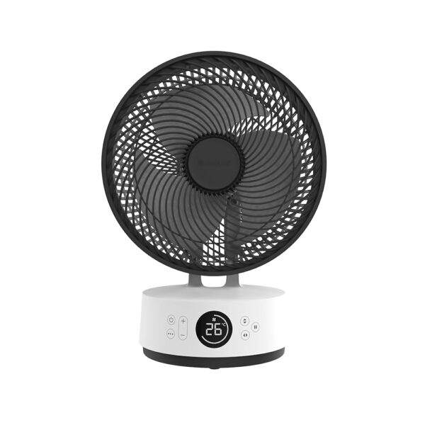 MEACO MeacoFan Sefte® Table Fan - 10 Inch Air Circulator with 12 Speeds - Horizontal and Vertical Oscillation - 3 Oscillation Ranges - Ultra Quiet, Remote Controlled Cooling, Black