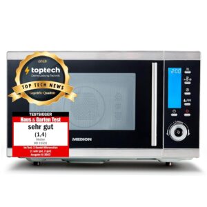 Medion MD 15501 4 in 1 Microwave with Grill / 25 Litres / 900 Watt / 1100 Watt Grill / 2500 Watt Hot Air / 10 Automatic Programs / Silver