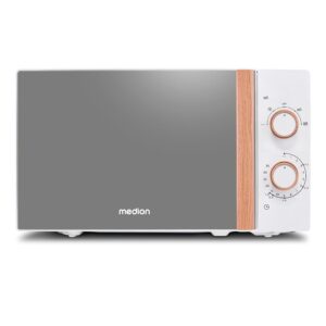 MEDION MD10596 Microwave (Wood Look, Freestanding, 20 Litres, 700 Watt, Mirrored Door, 5 Power Levels, Defrost Function, Timer Switch, White