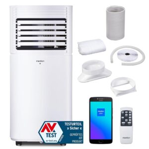 MEDION Smart Mobile Air Conditioner with Exhaust Hose P701 (7000 BTU, Mobile, Includes Window Seal, up to 25 m², 3-in-1 Cool Dehumidifying Ventilation, App and Voice Control,...