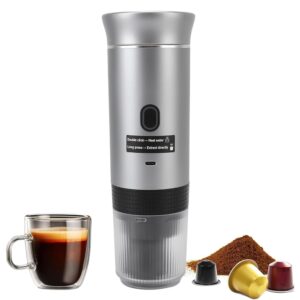 MENDUNER 120 ml Portable Coffee Machine, 304 Stainless Steel Portable Espresso Machine, 5 Minutes Automatic Coffee Machine for Camping Hiking House Home