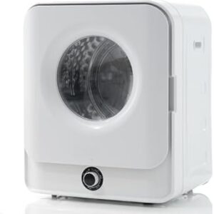 Merax Small Dryer, Mini Tumble Dryer, Exhaust Dryer with 5 Programmes, Wall-Mountable Exhaust Dryer, Overheating Protection and Multiple Filtration, 3 kg, 830 W, White, 49.5 x...
