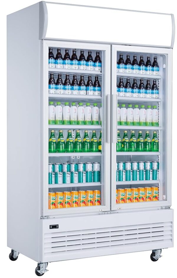 METRO Professional Double Beverage Fridge GSC2100, Steel/Glass, 120 x 72.5 x 206.6 cm, 930 L, with Lock, White (White)