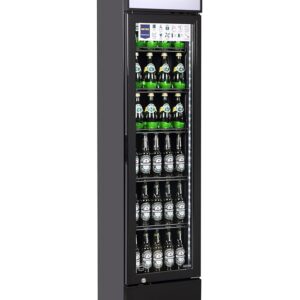 METRO Professional GSC2133B 160L 5 Adjustable Shelves Glass Door Drinks Fridge with Lock LED Lighting Black
