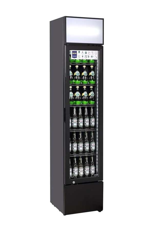 METRO Professional GSC2133B 160L 5 Adjustable Shelves Glass Door Drinks Fridge with Lock LED Lighting Black