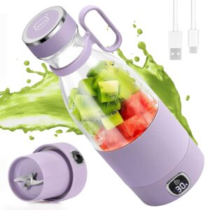 MIAOKE Portable Blender, 6 Blades Juicer Cup for Juice Shakes and Smoothies, 350ml, Mini Blender with LED Display, Rechargeable 3000mAh Battery, for Home, Sports, Outdoor,...