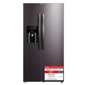 Midea KS-DDX 6.32 WT Side-by-Side Fridge/Freezer Combination, 178.8 cm Height, 254 kWh per Year, No Frost, Dual Inverter Compressor, with 3-in-1 Water/Ice Dispenser and Water...