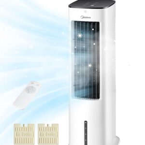 Midea Silent Air Cooler Pro 4-in-1 Mobile Air Conditioning Quiet: Air Cooler, Tower Fan, Humidifier and Air Purifier, with Remote Control, 5 L Water Tank, 355 m³/h Air Flow, 55...