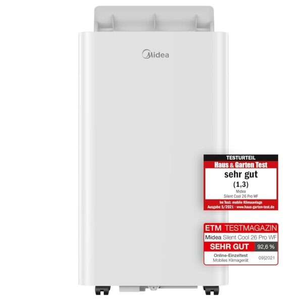 Midea Silent Cool 26 Pro WF Mobile Air Conditioner 9000 BTU 2.6 kW, Cooling & Ventilating & Dehumidifying, Room Size up to 88 m³ (33 ㎡), App Control, Alexa, Google Home/IFTTT,...