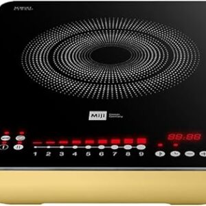 Miji Star 3 Eco Trend, sand, Induction Hob with 2300 Watt, Premium Single Induction Hob with Double Coil Technology, SCHOTT CERAN Hob, Slide Touch Control, 9 Levels, Timer