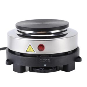 Mini Cooking Plate, 500W Stainless Steel Small Moka Pot Heating Plate, Electric Portable Hot Plate with 6 Speeds for Home, Hotel, Office, Camping, RV (EU Plug