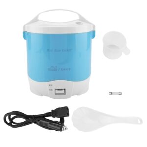 Mini Rice Cooker 1.6L 24V 180W Electric Portable Multifunction Electric Rice Cooker Portable Food Heating with Removable Steamer Saucepan Spoon Measuring Spoon Truck