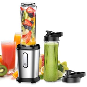 Mixer, 500 W Mini Stand Mixer & Smoothie Maker with 2 x 600 ml Bottles, BPA-Free Tritan, Portable Mixer, Smoothie Maker Made of Stainless Steel, 4 Sheets for Shake, Smoothie and...