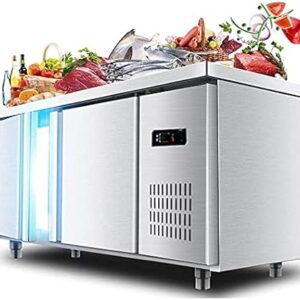 MNSSRN Kitchen Multifunctional Workbench, Refrigerated and Fresh Workbench, Commercial Refrigerator, Dual Freezer, Stainless Steel Cabinet