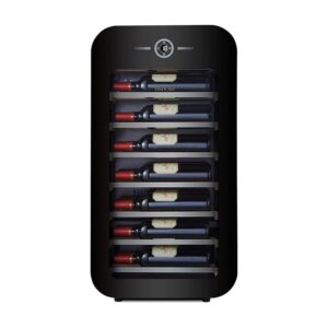 MOLVUS Mini Fridge 17 Inch Wine Fridge - 22 Bottles Wine Fridge with Stainless Steel Fridge and Double Layer Tempered Glass Door and Temperature Retention Function