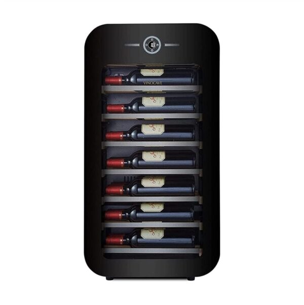 MOLVUS Mini Fridge 17 Inch Wine Fridge - 22 Bottles Wine Fridge with Stainless Steel Fridge and Double Layer Tempered Glass Door and Temperature Retention Function