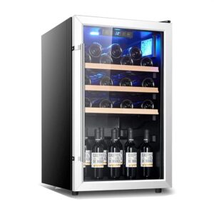 MOLVUS Wine Cooler, Mini Fridge, 18 Bottle Wine Refrigerator with Stainless Steel Refrigerator, Fits Red and White Wine, Built-in or Freestanding