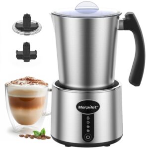 Morpilot Electric Milk Frother 4 in 1, 500 ml Capacity, Milk Frother for Hot and Cold Milk Foam and Chocolate, Non-Stick Coating, Dishwasher Safe, Stainless Steel