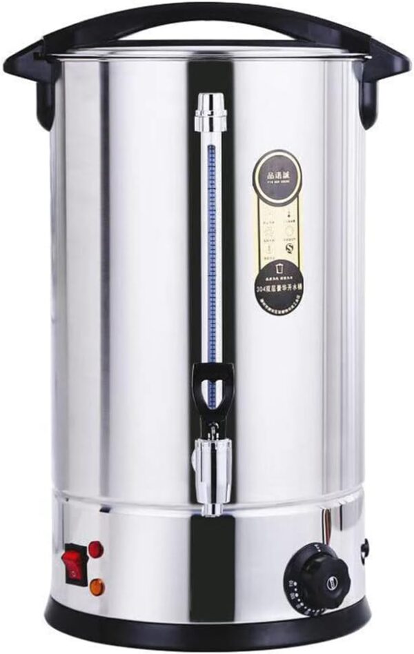 Mxxephemer Kettle Hot Water Dispenser Catering Teapot Commercial Electric Stainless Steel with Water Level Indicator Faucet Portable Handle 20L (50L)