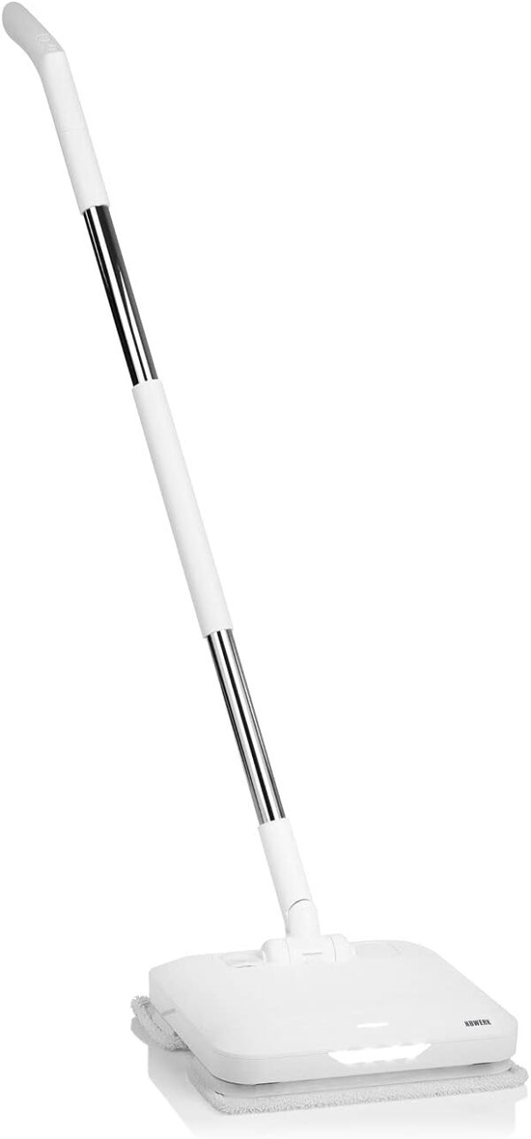 N8WERK Floor Mop with Vibration Function in Moonlight White Edition, Battery Vibration Mop with Spray Function, LED Lighting and 2 Microfibre Cloths, Battery Life up to 90 Minutes