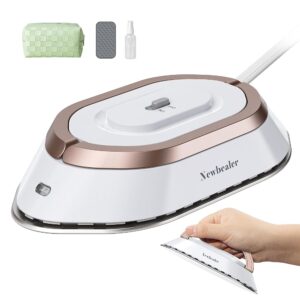 Newbealer Mini Travel Iron with Switchable Voltage 220V/120V, Compact Iron for Clothes (No Steam), Ceramic Surface, 150°C Hot Press with Spray Bottle, Bag and Silicone Stand