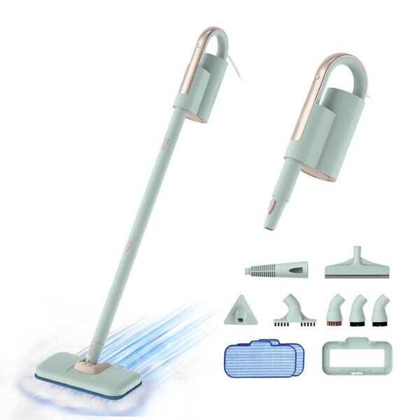 Newbealer Steam Cleaner 2 in 1 with Removable Handheld Steam Cleaner, 1200W, 3 Adjustable Steam Levels, Carpet Glider, 7 Accessories and 2 Microfibre Cloths for Floor and Carpet