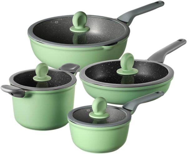 Non-Stick Kitchen Pot Set Camping Multifunction Rice Cooker Milk Pot Cookware Set with Lid Induction Cooker Pot Kitchen Utensils