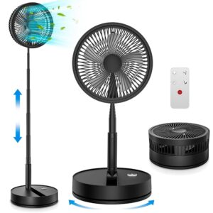 Oscillating Fan Quiet with Remote Control, 9 Inch Mini USB Portable Table Fan Stand Fan, 7200 mAh Battery Table Floor Fan with Timer for Home, Bedroom, Office, Outdoor, Travel