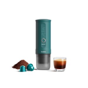 OutIn Nano Portable Electric Espresso Machine, Camping Coffee Maker, Self-Heating with USB-C Compatible with Ground Coffee & NS Capsule