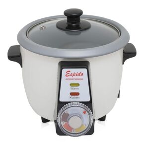 Persian Rice Cooker with Tahdig Rice Cake Tadig Rice Crust (6-10 People - 2.2 L - 900 Watt - RCG50T), Exterior: White/Pot: Grey
