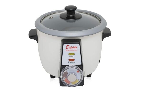 Persian Rice Cooker with Tahdig Rice Cake Tadig Rice Crust (6-10 People - 2.2 L - 900 Watt - RCG50T), Exterior: White/Pot: Grey