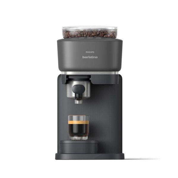 Philips Baristina Espresso Machine - Real Espresso - Made Simple. Compact Coffee Machine - Black Grey with Black-Grey Portafilter - 16 Bar Pump Pressure - Automatic Grinder -...