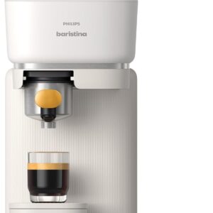 Philips Baristina Espresso Machine - Real Espresso, Made Simple. Compact Coffee Machine, Natural White with Mango Yellow Portafilter, 16 Bar Pump Pressure, Automatic Grinder,...