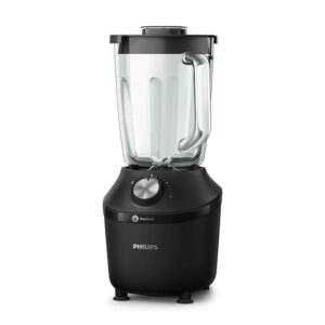 Philips HR2291/41 Standmixer 3000 Series (600 Watt, ProBlend-Technologie, 4 Messer, 2L Glasbehälter, inkl. Trinkflasche) schwarz