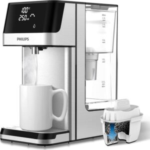 Philips Water Station Dispenser for Filtered Hot Water 6 Temperature Presets Touch Screen Reduces Chlorine Limescale Heavy Metals Microplastics and PFOA 2.2L Capacity