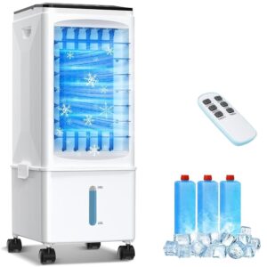 Portable Air Conditioners, 3-in-1 Evaporative Air Cooler, 2.5 Galls, Fast Cooling, Portable AC Unit with Remote Control and Timer, 3 Speeds, Quiet Sump Cooler, Windowless
