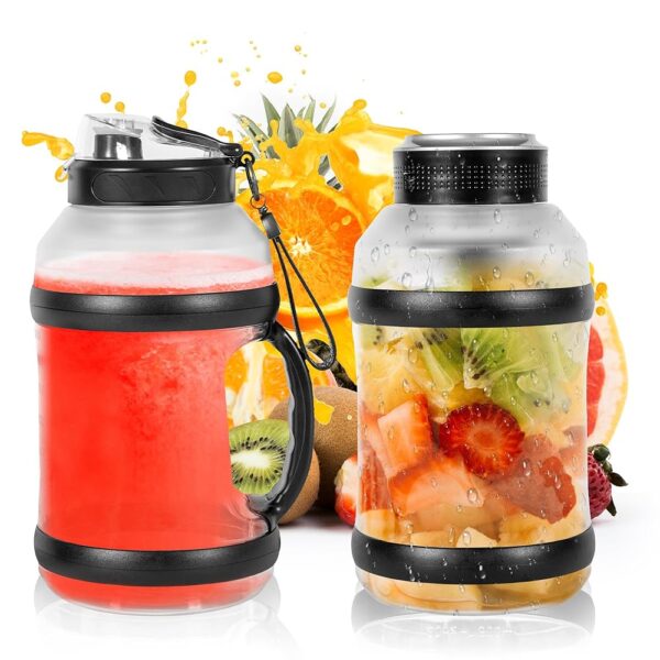 Portable Blender for Shakes and Smoothies, 1800ml Rechargeable Personal Blender with Travel Lid for Kitchen, 4000mAh, Waterproof Mixing Cup with Six Blades for