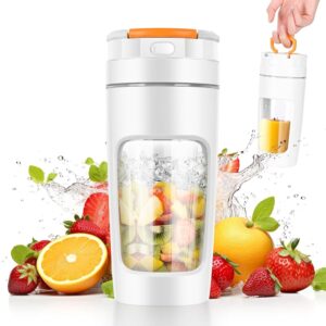 Portable Mixer, Mini Blender, Portable Personal Mixer, 600 ml Cup, Leak-proof Lid, Powerful Mini Stand Mixer, Wireless & Rechargeable, Crushes Ice & Fruit (White)