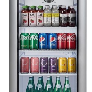 PremiumLevella PRF36DX 100ml Glass Door Refrigerator Commercial Drinks Cooler Silver