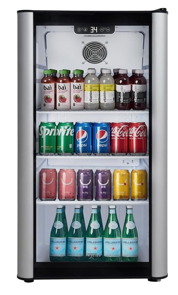 PremiumLevella PRF36DX 100ml Glass Door Refrigerator Commercial Drinks Cooler Silver
