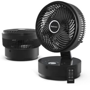 Pro Breeze Turbo Table Fan - 8 Inch Compact Air Circulator with Quiet DC Motor, 24 Speeds, 4 Operating Modes, 12 Hour Timer for Home, Bedroom and Office - Black