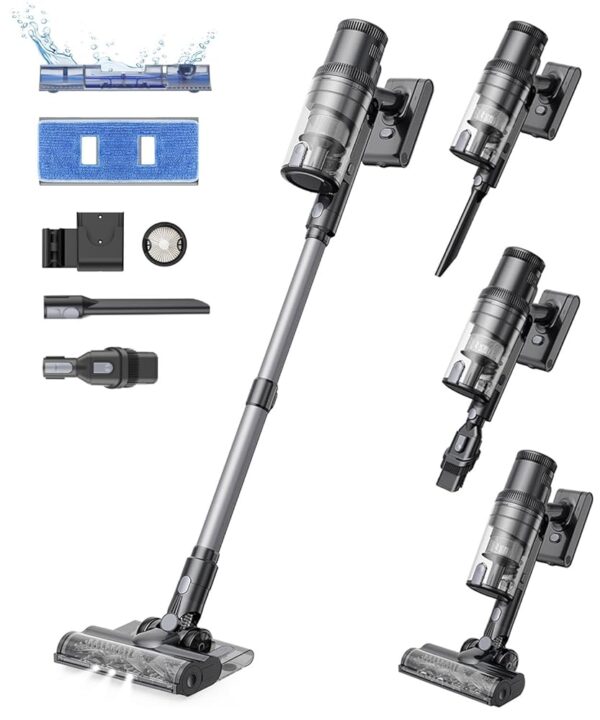 Proscenic P11 Mopping Vacuum Cleaner with Mop Function, 45KPA-550W-60Min Battery Vacuum Cleaner Wireless and Vacuum Cleaner, Vacuum Cleaner Wiping and Vacuuming Anti-Tangle for...