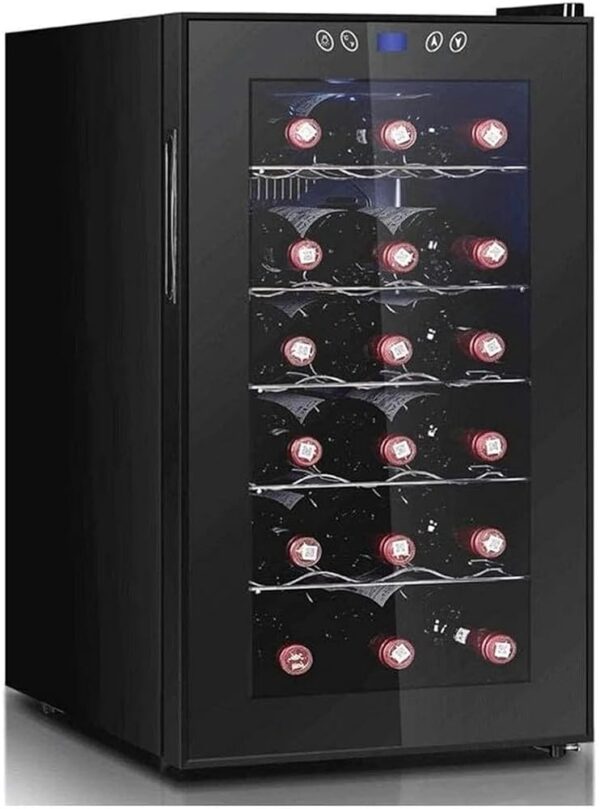 QPZMALSKY Thermoelectric Red Wine and White Cooler for 18 Bottles, Independent Fridge with LCD Screen, Digital Tactile Controls, Silent Operation Thermostat