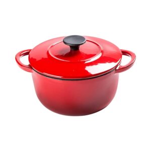 QSJY Slow Kocher für eine Person -, niederländischer Gedämmerter Ton, Emaille-Topf Gusseisensaucepan (Color : Red, Size : 1.1L)