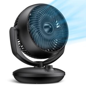 Quiet Fan, 22 dB Table Fan, Very Quiet, Fan with 3 Speeds and 90° Adjustable Tilt for 15 m² Rooms, Powerful 3D Turbo Fans for Office, Bedroom, Black