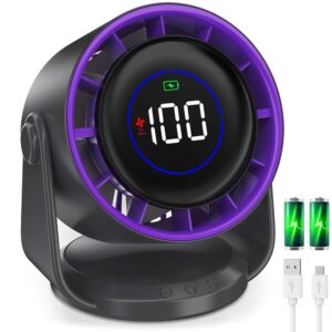 Quiet Table Fan, Rechargeable USB Fan, Efficient Cooling, 100 Speeds, Small Portable Table Fan, 105° Adjustable Tilt Angle, LED Digital Display, for Office, Travel