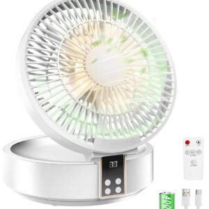 Quiet USB Small Fan, Table Fan, Very Quiet and Strong Airflow, Portable Battery Fan with LED Light, Remote Control, Timer, Rotatable, 3 Speeds for Office, Camping